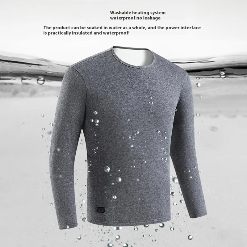 1805-30 Winter 30 Heating Zones Thermal Underwear Electric Heating Cold-proof Underwear Suit (without Power Bank) - Grey / 3XL