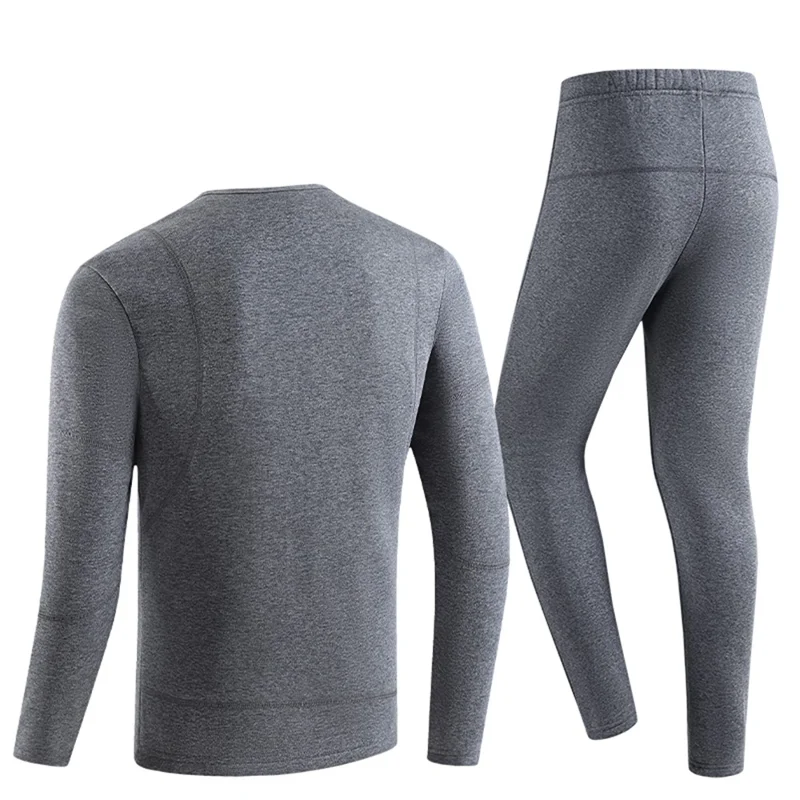 1805-30 Winter 30 Heating Zones Thermal Underwear Electric Heating Cold-proof Underwear Suit (without Power Bank) - Grey / 3XL