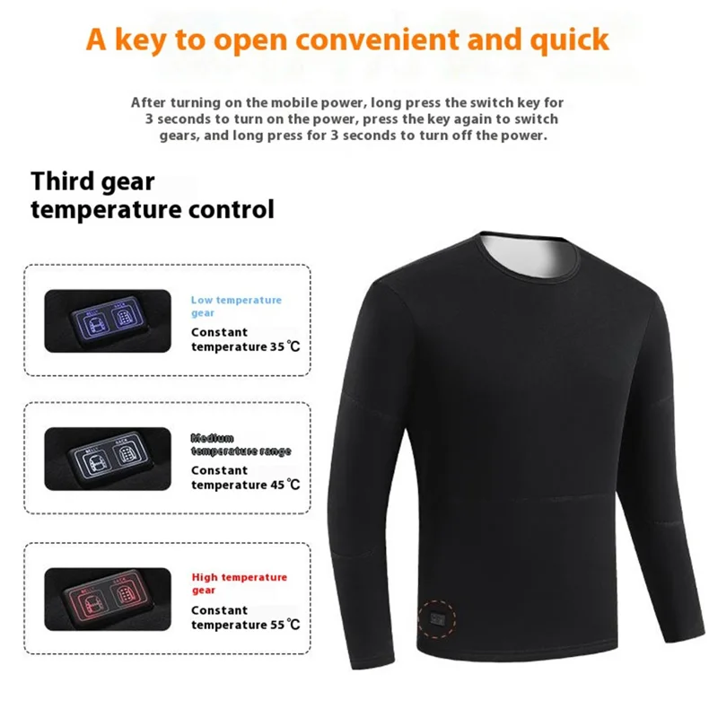 1805-30 Winter 30 Heating Zones Thermal Underwear Electric Heating Cold-proof Underwear Suit (without Power Bank) - Grey / 3XL