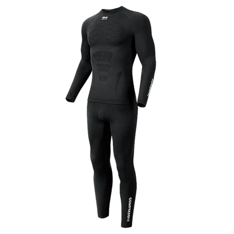 GOLOVEJOY SGY05 Outdoor Ski Schnelltrocknende Langarm-Oberteil Hose Winter Kompressionskleidung Set - Schwarz / M