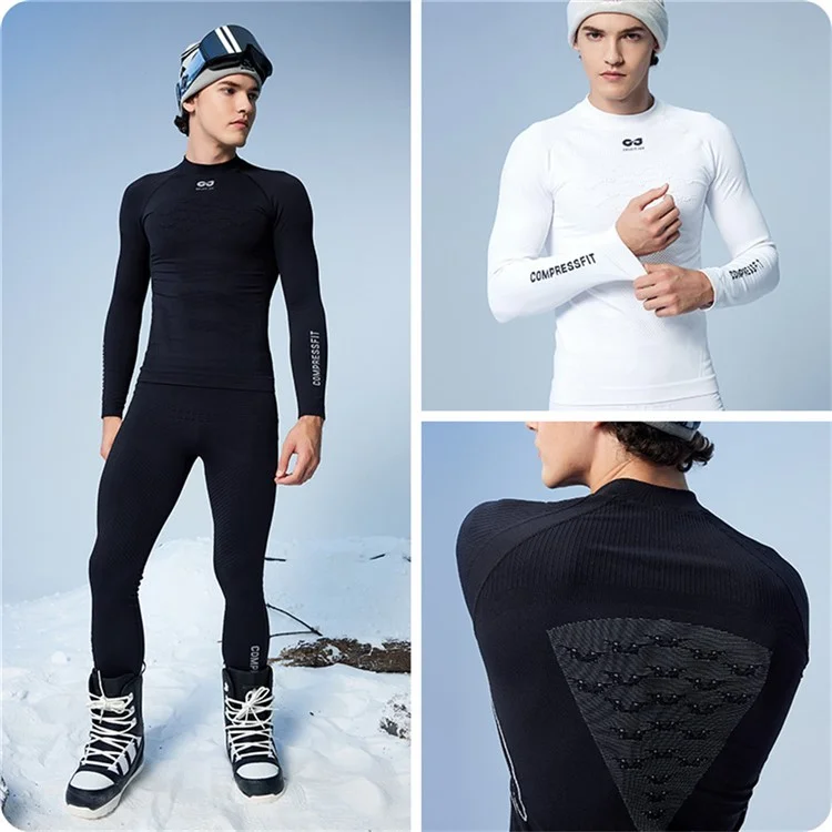 GOLOVEJOY SGY05 Outdoor Ski Schnelltrocknende Langarm-Oberteil Hose Winter Kompressionskleidung Set - Schwarz / M