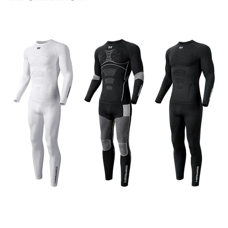 GOLOVEJOY SGY05 Outdoor Ski Schnelltrocknende Langarm-Oberteil Hose Winter Kompressionskleidung Set - Schwarz / M