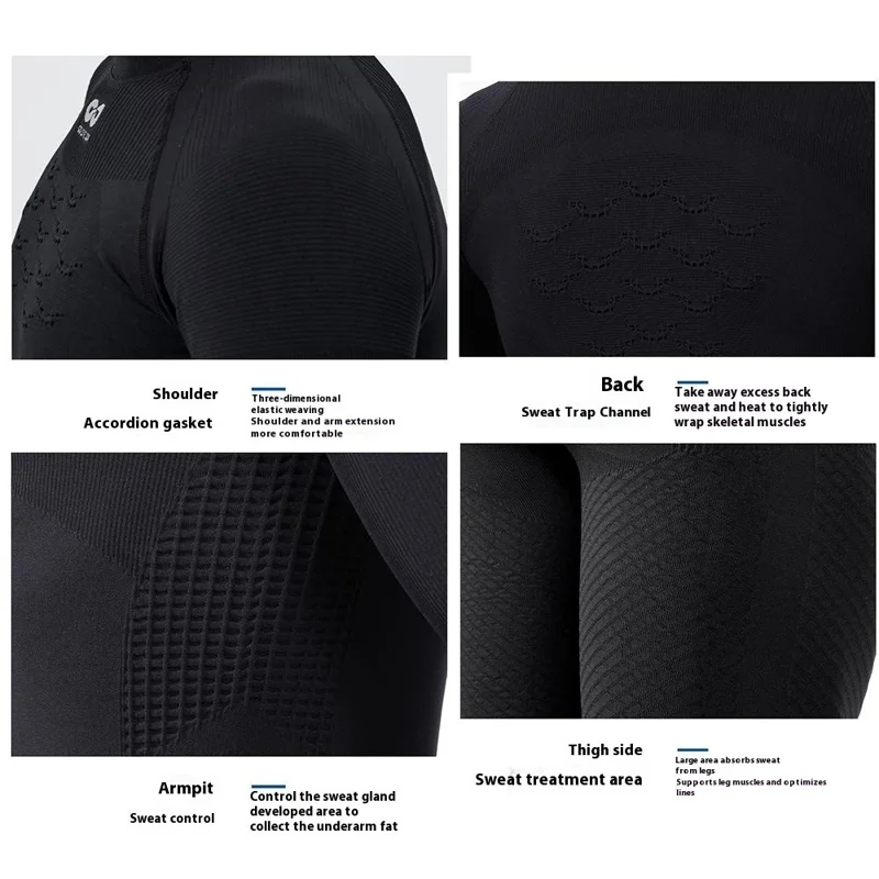 GOLOVEJOY SGY05 Outdoor Ski Quick Drying Long Sleeve Top Pants Winter Compression Clothing Set - Black  /  Grey / L