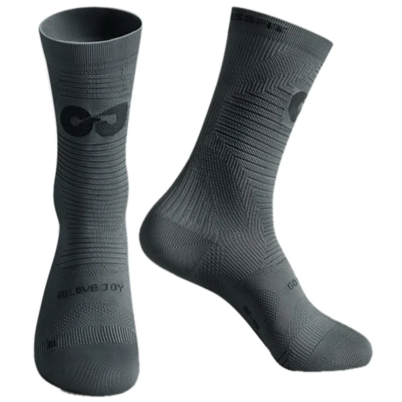 GOLOVEJOY Compressfit Elastic Cycling Socks Breathable High Tube Outdoor Sports Socks - Gris / 40-44