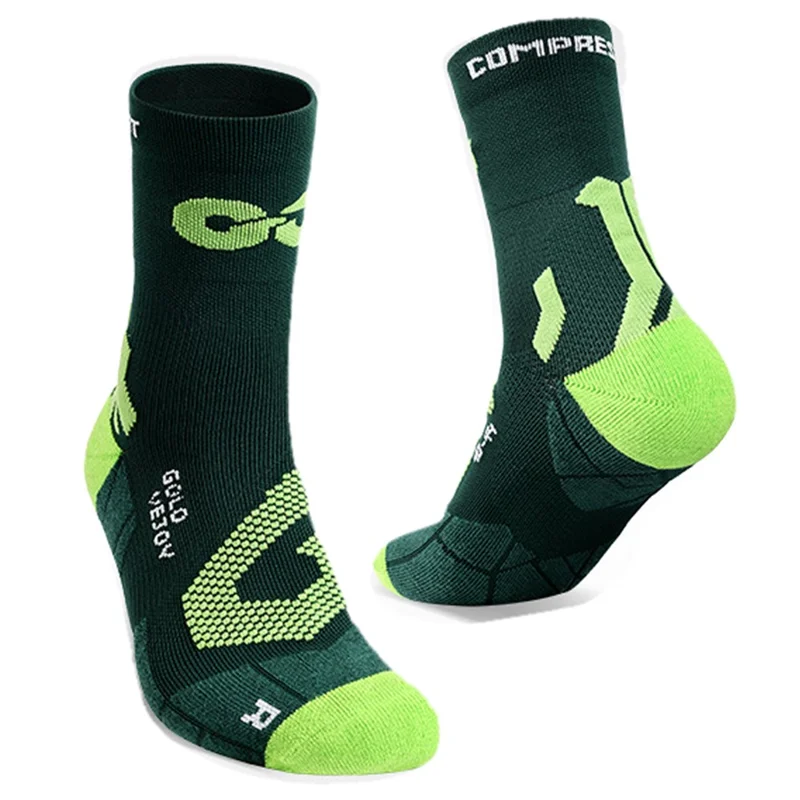 GOLOVEJOY Compressfit XWZ16 1 Paio di Calze Sportive per Ciclismo Traspiranti e Anti-usura - Verde / Taglia 40-44