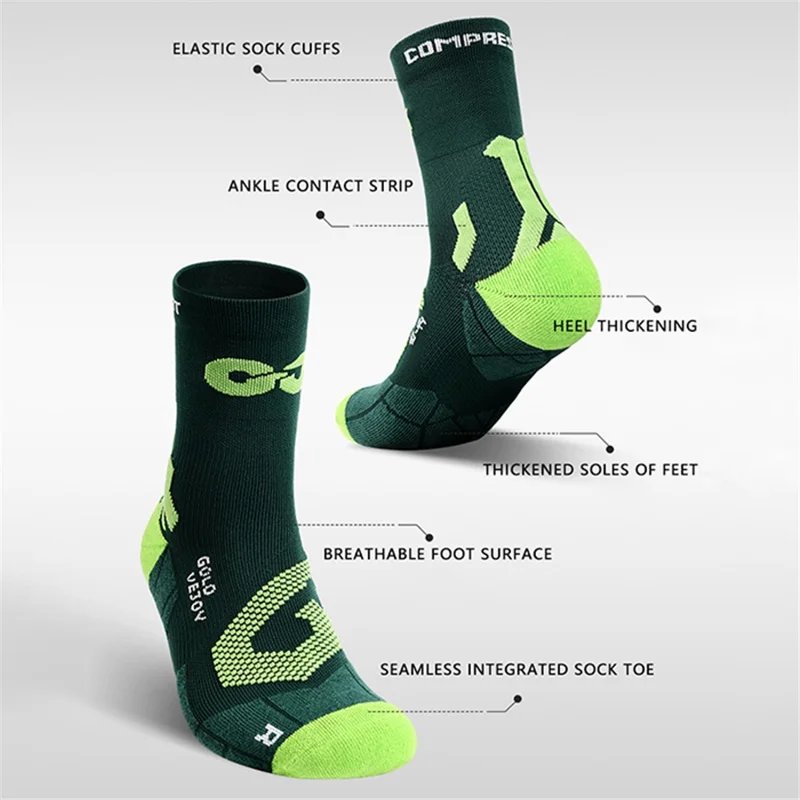 GOLOVEJOY Compressfit XWZ16 1 Paio di Calze Sportive per Ciclismo Traspiranti e Anti-usura - Verde / Taglia 40-44