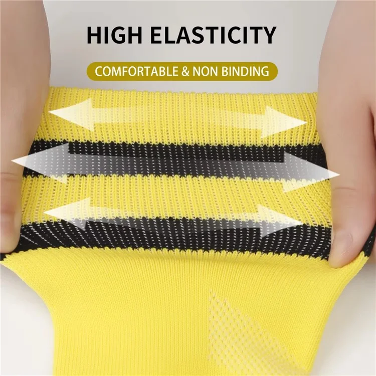 A5139 1 Pair Soccer Socks Striped Design Football High Tube Sports Socks, Size: M - Yellow / Black