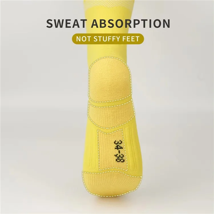 A5139 1 Pair Soccer Socks Striped Design Football High Tube Sports Socks, Size: M - Yellow / Black