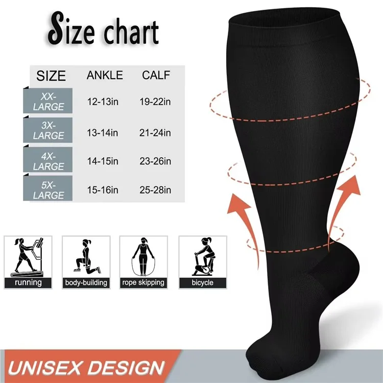 A5141 1 Pair Plus Size Fitness Socks Running Extra Width Socks for Men and Women (4XL) - Colorful Heart