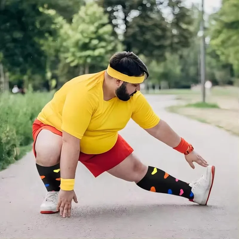 A5141 1 Pair Plus Size Fitness Socks Running Extra Width Socks for Men and Women (4XL) - Gradient Blue