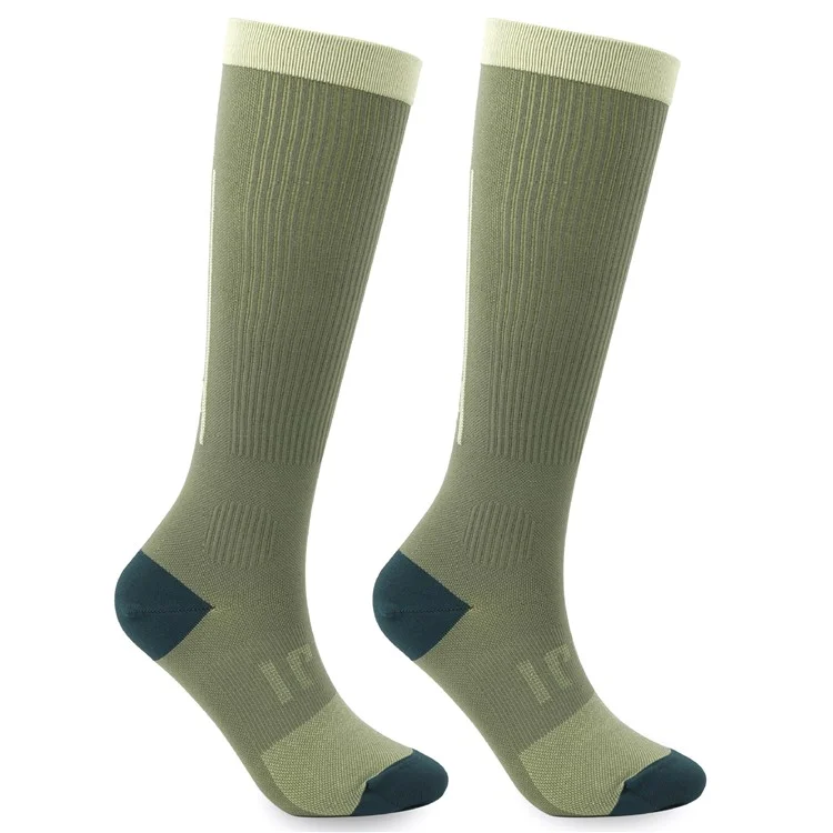 A6601 1 Pair Soccer Compression Socks Calf Knee High Tube Running Sweat-Absorbed Stockings - Green