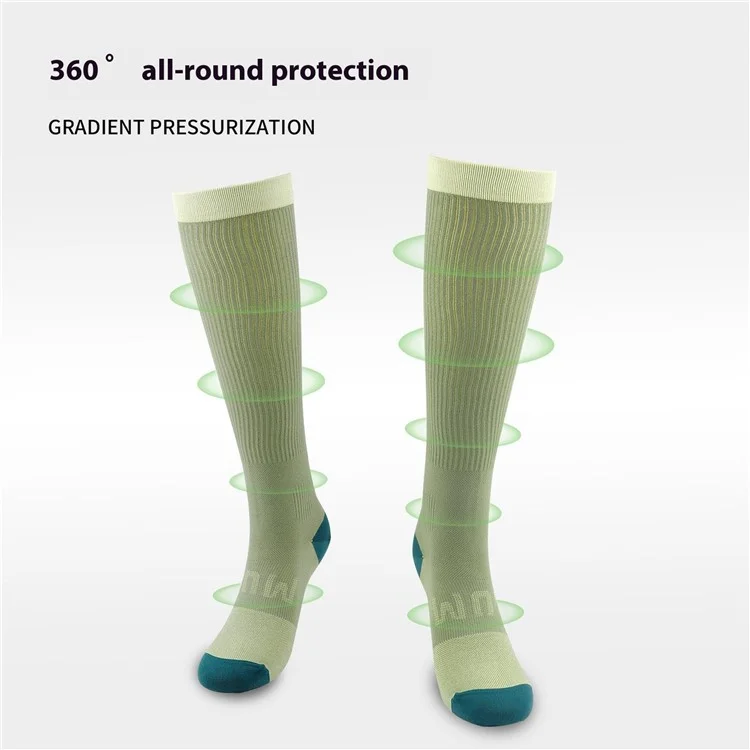 A6601 1 Pair Soccer Compression Socks Calf Knee High Tube Running Sweat-Absorbed Stockings - Green
