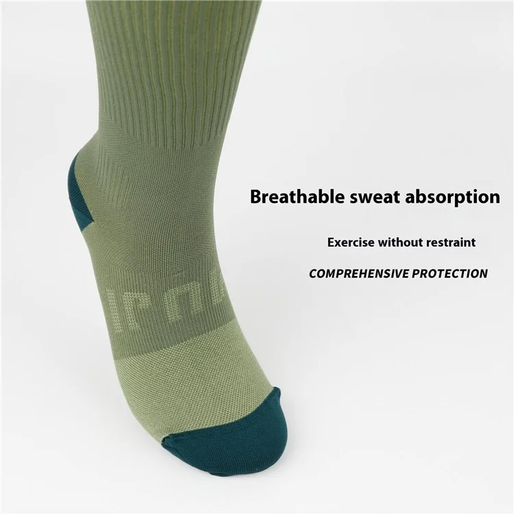 A6601 1 Pair Soccer Compression Socks Calf Knee High Tube Running Sweat-Absorbed Stockings - Green