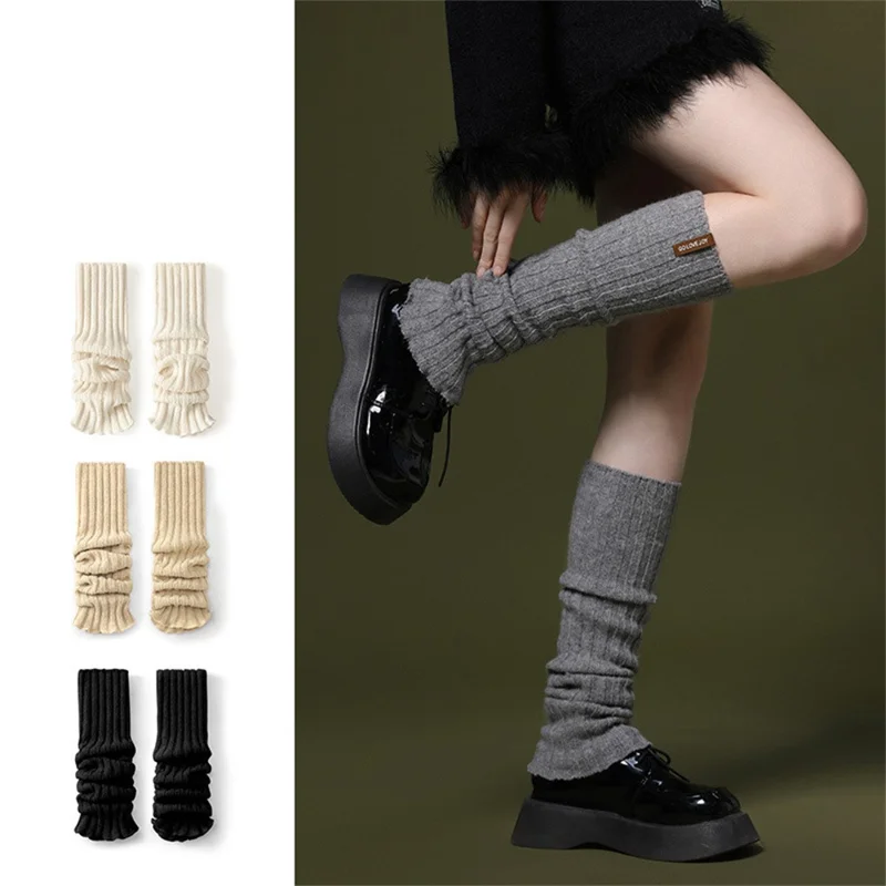 GOLOVEJOY DWZ03 Autumn Winter Knit Leg Warmers Women Thermal Leg Socks Boot Cover - Black