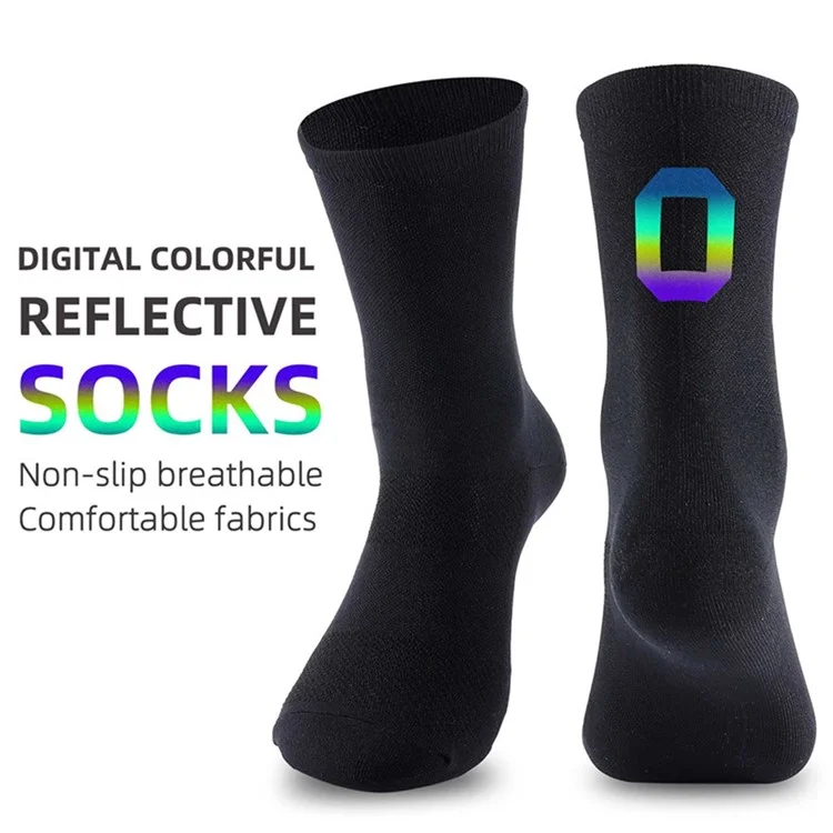 WEST BIKING Radsocken 1 Paar Numerisch Reflektierende Atmungsaktive Lange Socken zum Radfahren, Größe 39-46 - Schwarz / 0