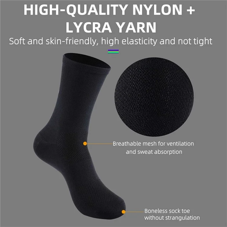 WEST BIKING Radsocken 1 Paar Numerisch Reflektierende Atmungsaktive Lange Socken zum Radfahren, Größe 39-46 - Schwarz / 0