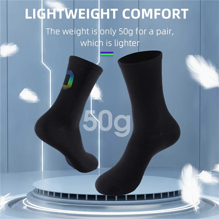 WEST BIKING Radsocken 1 Paar Numerisch Reflektierende Atmungsaktive Lange Socken zum Radfahren, Größe 39-46 - Schwarz / 0