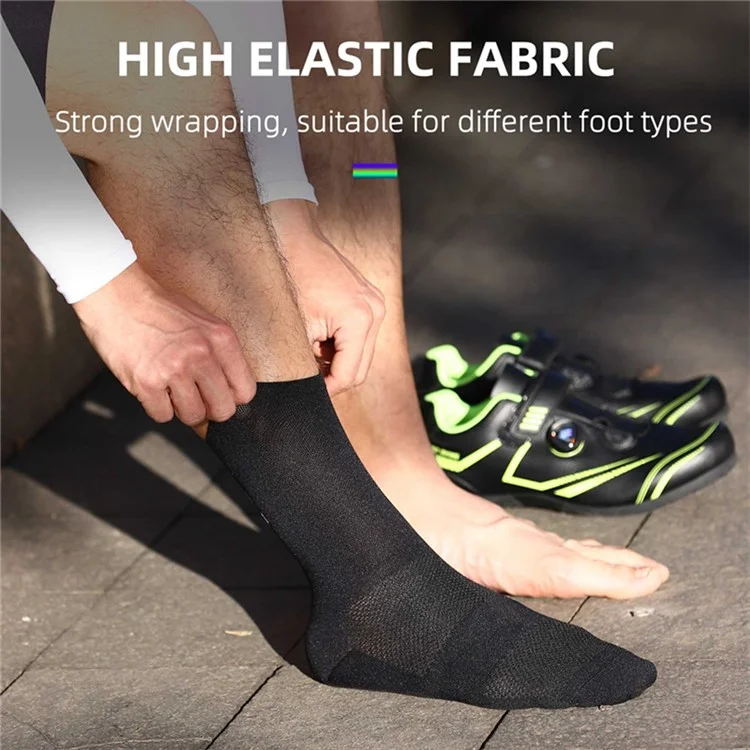 WEST BIKING Radsocken 1 Paar Numerisch Reflektierende Atmungsaktive Lange Socken zum Radfahren, Größe 39-46 - Schwarz / 0