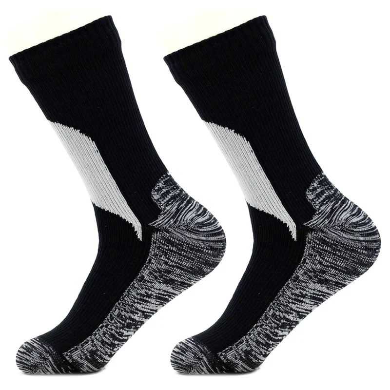 1 Pairs Waterproof Socks Winter Ski Socks Mid Length Warm Thermal Socks for Cold Weather, Size: M (40-42) - Black+Light Grey
