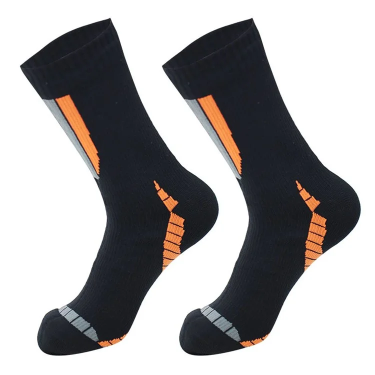 1 Pairs Waterproof Socks Unisex Cushioned Outdoor Sports Hiking Medium Tube Socks, Size: S (37-39) - Black+Orange+Grey