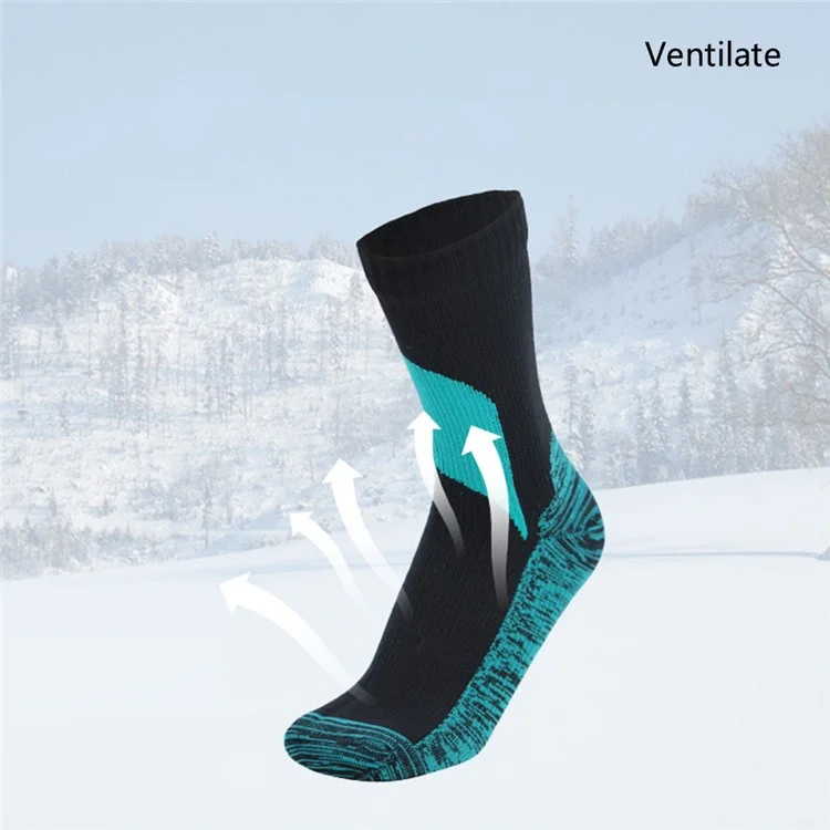 1 Pairs Waterproof Socks Unisex Cushioned Outdoor Sports Hiking Medium Tube Socks, Size: S (37-39) - Black Red+White Stripe