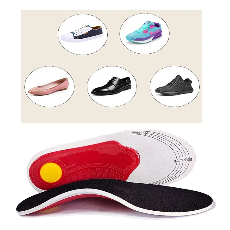 1 Pair Orthotic Insole Arch Support Damping Cushion Padding Flatfoot Orthopedic Insoles, Red - S / 35-40