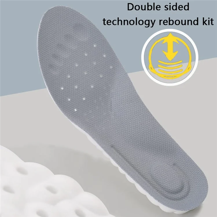 4D Latex High Elasticity Insoles Soft Shoe Pads Arch Support Insoles Shock Absorption Foot Cushion - Grey / 35-36