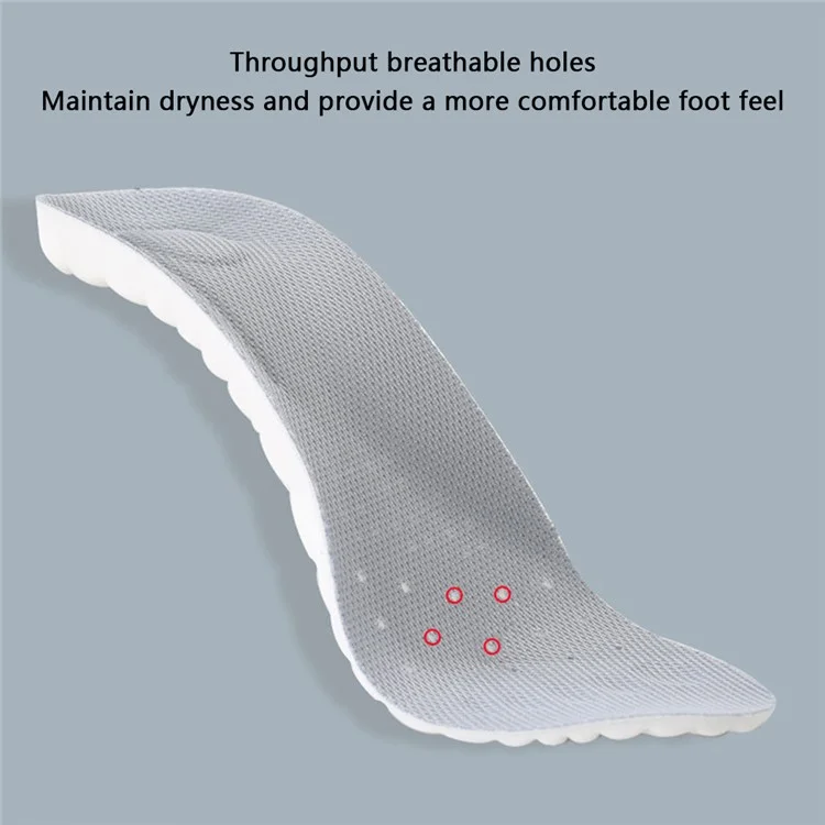 4D Latex High Elasticity Insoles Soft Shoe Pads Arch Support Insoles Shock Absorption Foot Cushion - Grey / 35-36