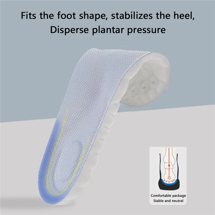 4D Latex High Elasticity Insoles Soft Shoe Pads Arch Support Insoles Shock Absorption Foot Cushion - Grey / 35-36