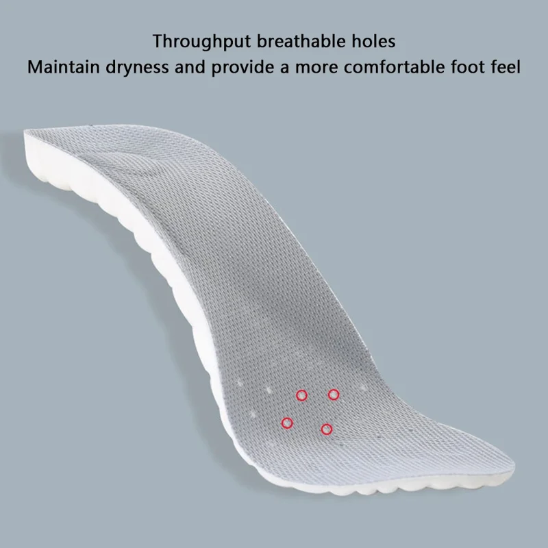 4D Latex High Elasticity Insoles Soft Shoe Pads Arch Support Insoles Shock Absorption Foot Cushion - Black / 37-38