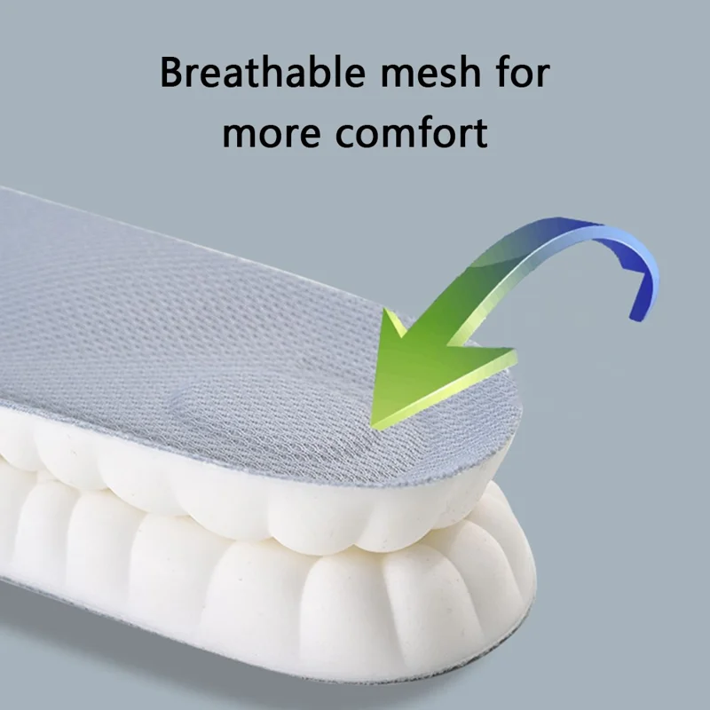 4D Latex High Elasticity Insoles Soft Shoe Pads Arch Support Insoles Shock Absorption Foot Cushion - Black / 37-38