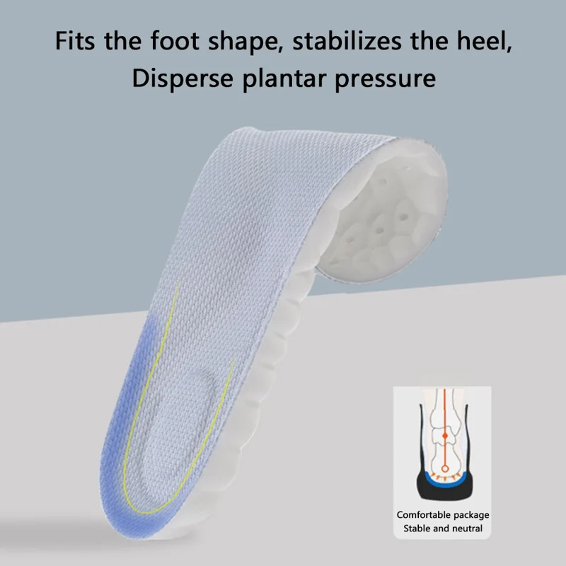 4D Latex High Elasticity Insoles Soft Shoe Pads Arch Support Insoles Shock Absorption Foot Cushion - Black / 37-38