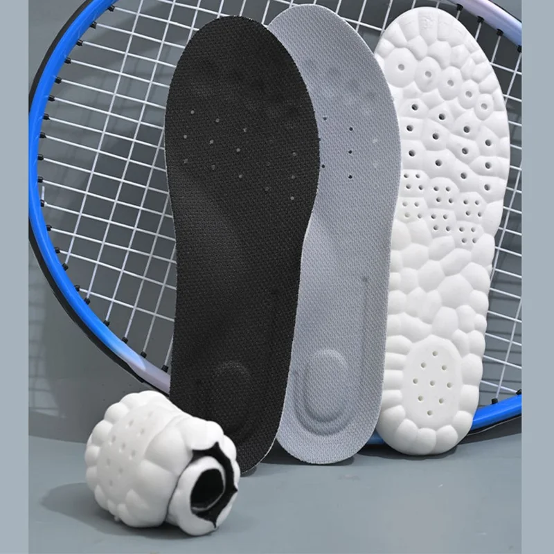 4D Latex High Elasticity Insoles Soft Shoe Pads Arch Support Insoles Shock Absorption Foot Cushion - Black / 37-38