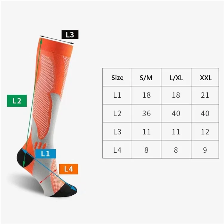 1 Paire Chaussettes de Compression Hommes Femmes Sportiels de Sport Soulagement de la Douleur Chaussettes à Hauteur de Genou Pour le Cyclisme en Plein Air - Noir / L / xl