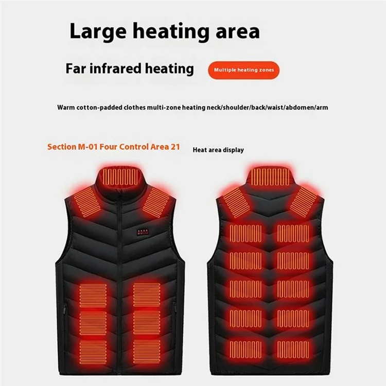 M01 Outdoor Electric Heated Winter Vest Men Women 21 Heating Zones 3-Gear Warm Jacket (without Power Bank) - Blue / 4XL