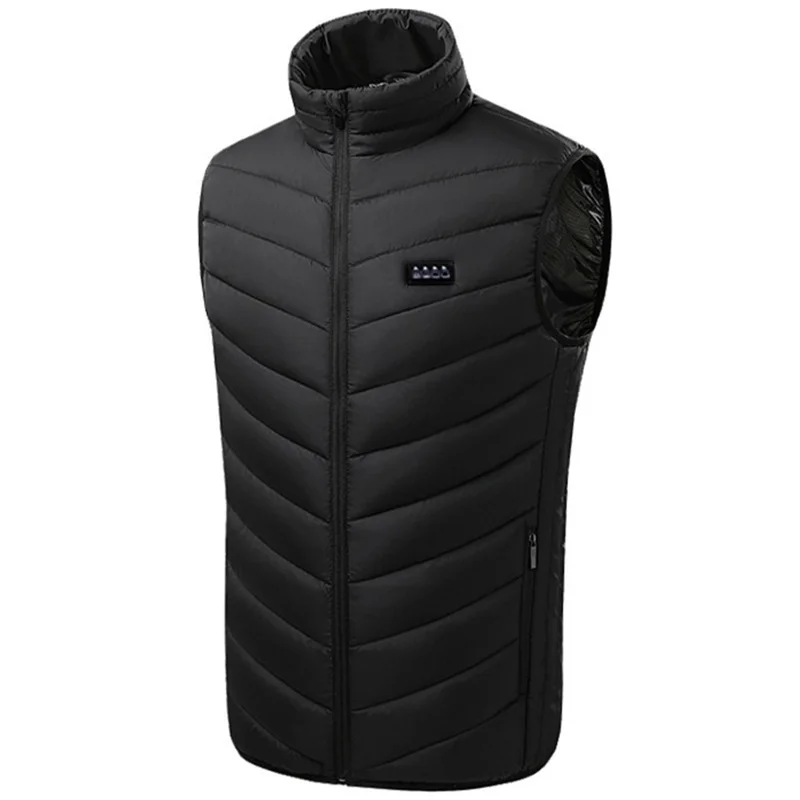 M01 Winter 26 Zone Riscaldanti Giacca Invernale Outdoor 3 Marce Zip Elettrica Riscaldata Gilet (Senza Power Bank) - Nero / XL