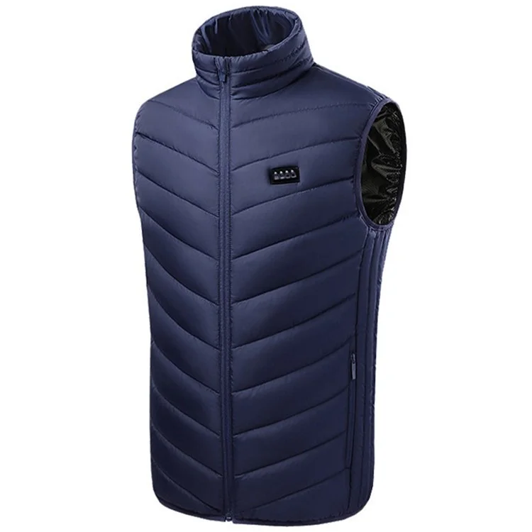 M01 Winter 26 Heating Zones Warm Jacket Outdoor 3-Gear Electric Heated Zipper Vest (Without Power Bank) - Blue / 7XL