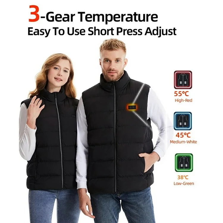 M01 Winter 26 Heating Zones Warm Jacket Outdoor 3-Gear Electric Heated Zipper Vest (Without Power Bank) - Blue / 7XL