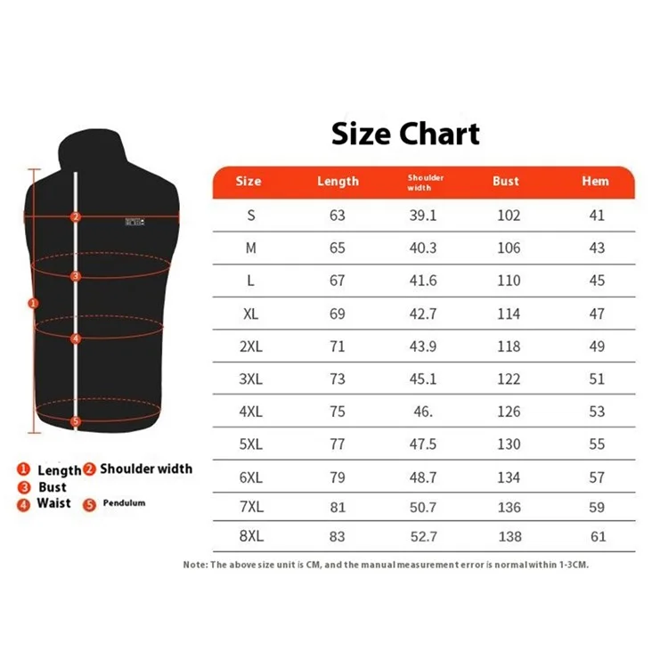 M01 Winter 26 Heating Zones Warm Jacket Outdoor 3-Gear Electric Heated Zipper Vest (Without Power Bank) - Blue / 7XL