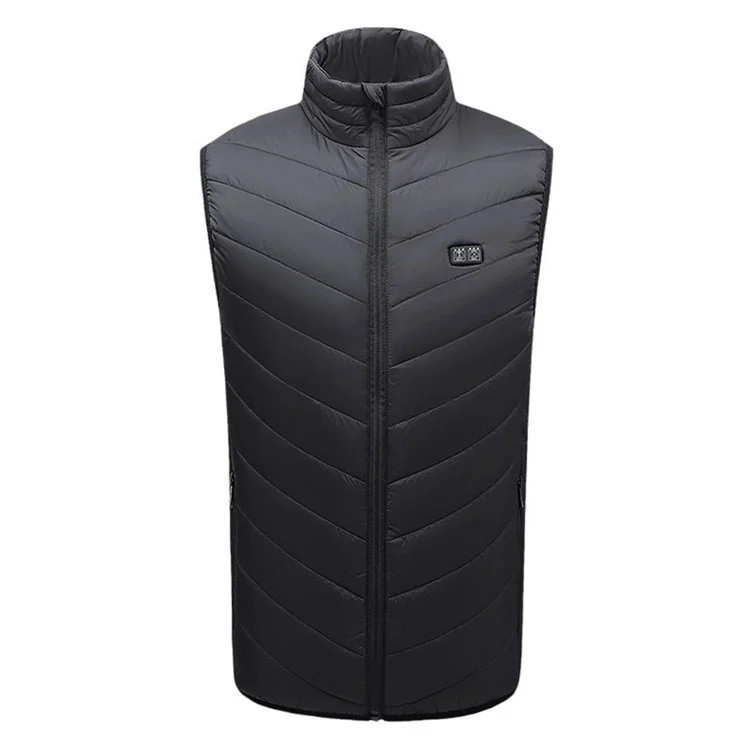 17 Zona de Chaqueta Térmica Eléctrica de Invierno Hombres de Collar de Invierno Chaleco Para Deportes al Aire Libre, Modo Doble (sin Banco de Energía) - Negro / S