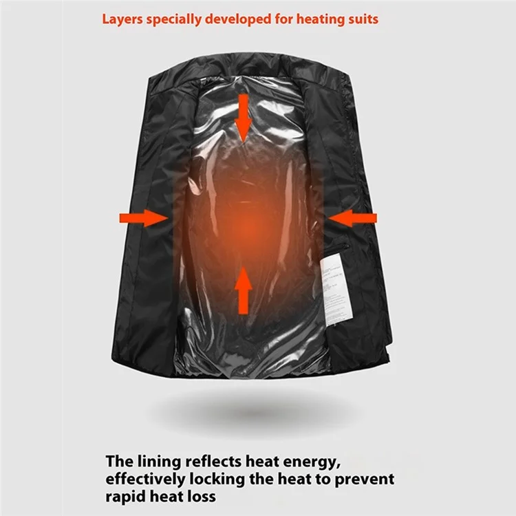 17 Zone Electric Thermal Jacket Winter Stand Collar Men Heated Vest for Outdoor Sports, Double Mode (Without Power Bank) - Blue / S
