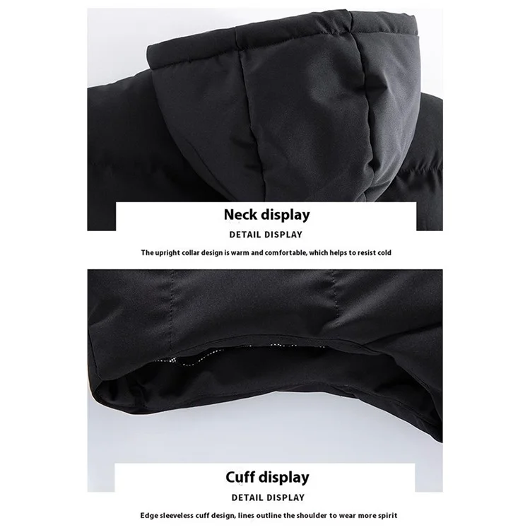 Winter 6 Heating Zones Warm Hooded Jacket 3-Gear Electric Heated Zipper Vest (Without Power Bank) - Black 2XL