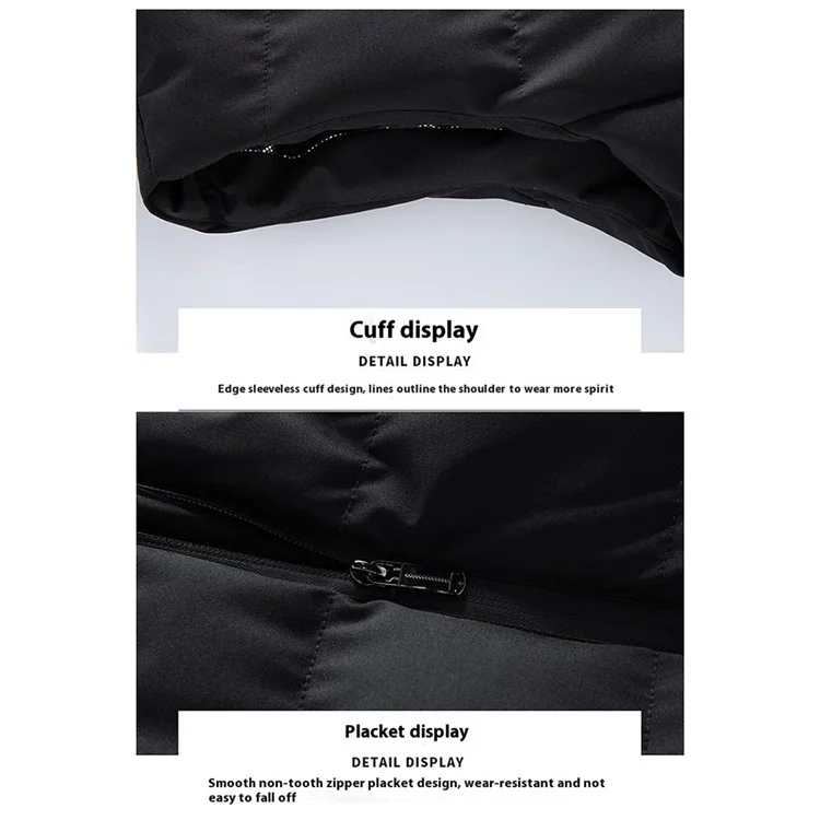 Winter 6 Heating Zones Warm Hooded Jacket 3-Gear Electric Heated Zipper Vest (Without Power Bank) - Black 2XL