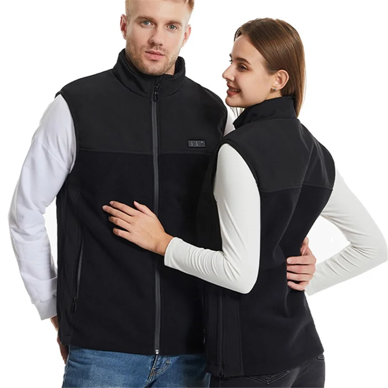 El-opvarmet vinter-terrytrøje til mænd og kvinder med 3 trins opvarmning, varm jakke (uden strømforsyning), 3 knapper / 13 opvarmede zoner - S / M / L