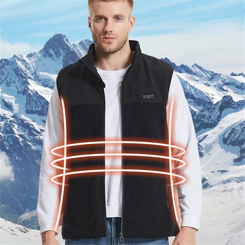 El-opvarmet vinter-terrytrøje til mænd og kvinder med 3 trins opvarmning, varm jakke (uden strømforsyning), 3 knapper / 13 opvarmede zoner - S / M / L