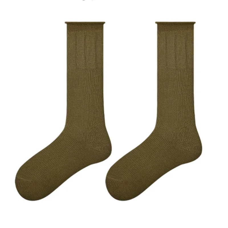 1 Pair For Women High Elasticity Seamless Mid Calf Socks One Size Breathable Moisture Wicking Cotton Socks - R9108