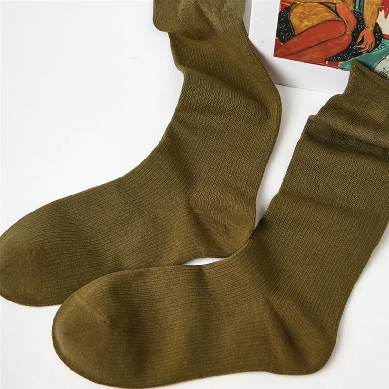 1 Pair For Women High Elasticity Seamless Mid Calf Socks One Size Breathable Moisture Wicking Cotton Socks - R9108