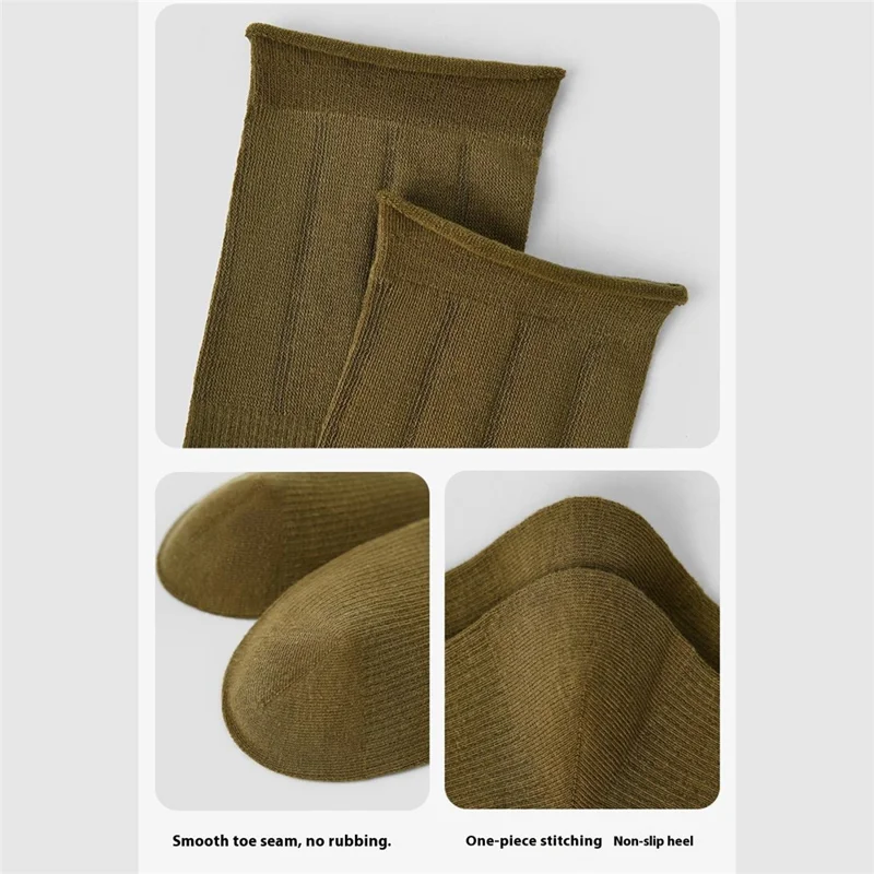 1 Pair For Women High Elasticity Seamless Mid Calf Socks One Size Breathable Moisture Wicking Cotton Socks - R9108