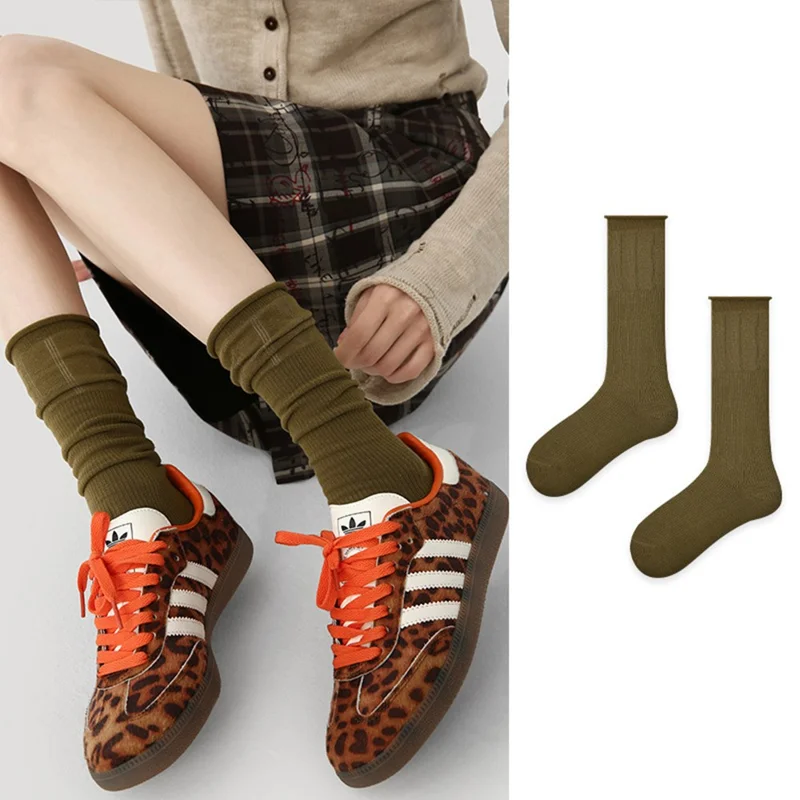 1 Pair For Women High Elasticity Seamless Mid Calf Socks One Size Breathable Moisture Wicking Cotton Socks - R9108