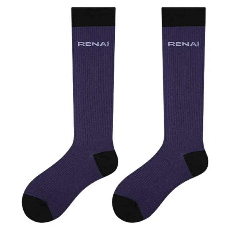 1 Pair Gradient Compression Women Athletic Socks for Running Hiking Cycling Breathable High Tube Socks - S0054
